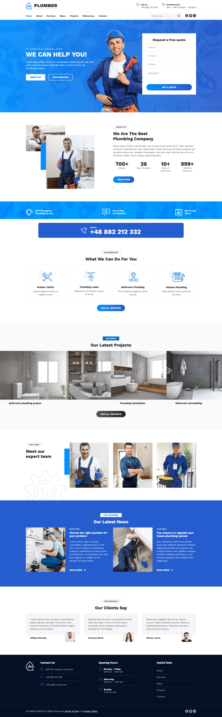 Responsive Contao theme for plumbing services, air conditioning services, electrical installations – Premium Themes for Contao