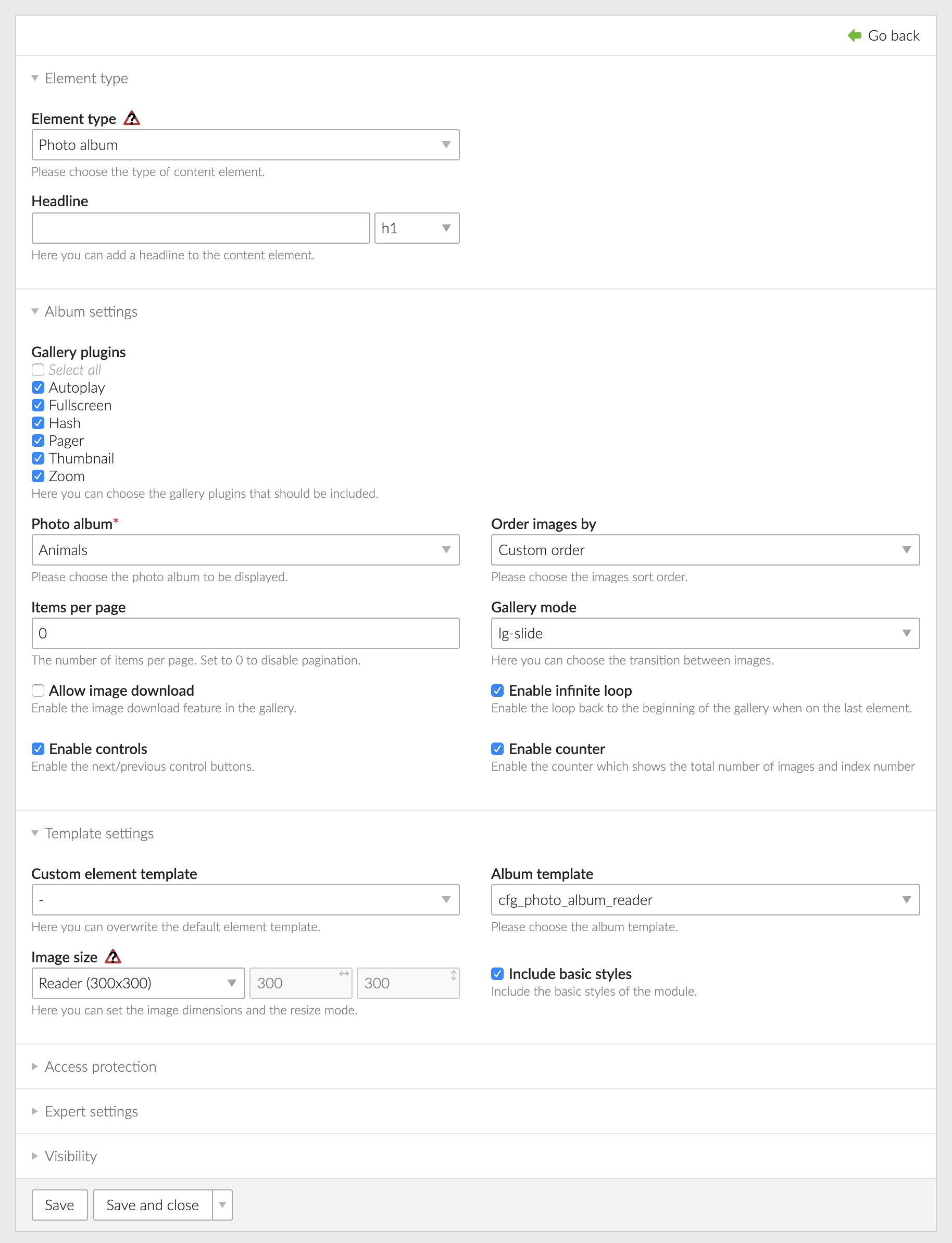 Content elements Veello Docs